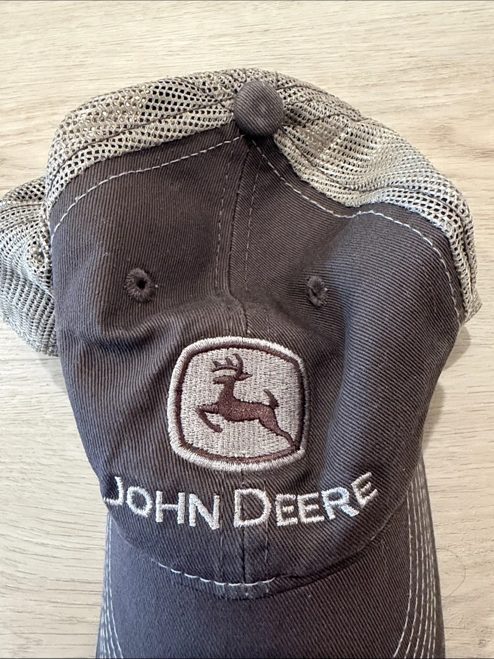John Deere Brown Mesh-Back Cap with Embroidered Logo